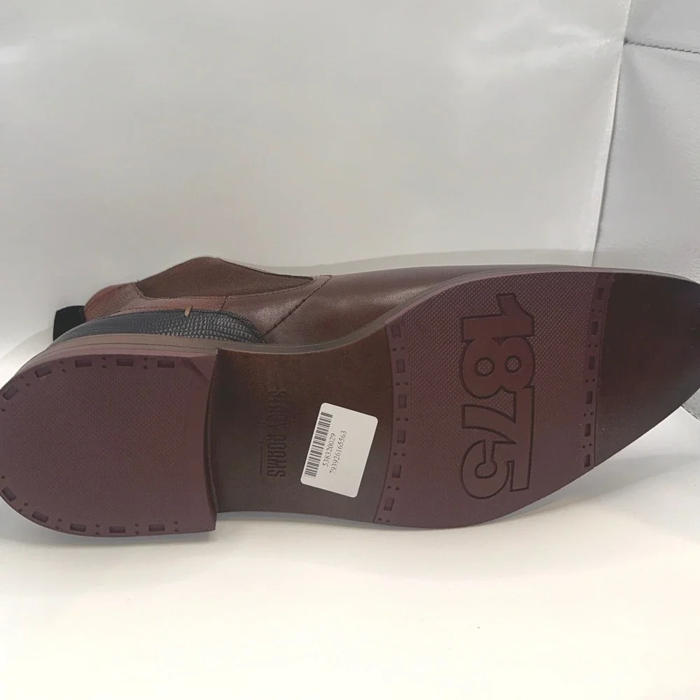 Stacy Adams‎ NEW Mens Brown Black Leather Lizard Print Chelsea Dress Boots 11.5M